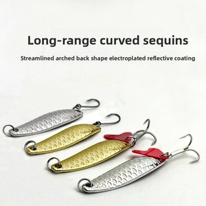 <span class=keywords><strong>Esca</strong></span> Dura in Metallo Curvo a Forma di Squama di Pesce Personalizzata OEM, Colore Oro e Argento, <span class=keywords><strong>con</strong></span> Amo Singolo per <span class=keywords><strong>Pesca</strong></span> in Acqua Salata - Product Image 1