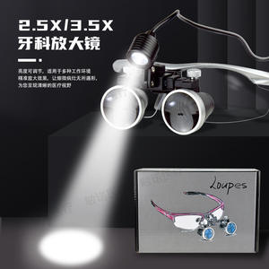 Loupe dentaire à fixation sur tête avec lumière, style lunettes, outil d'examen chirurgical pour usage médical, certifiée CE, en plastique - Product Image 2