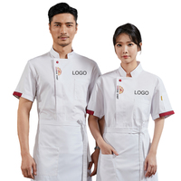 Vêtement de travail de cuisine pour hommes, veste de chef grise à manches courtes, imperméable, avec logo, boutonnée, uniforme de travail d'été