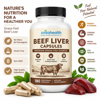Kapsul Hati Sapi Grassfed Label Pribadi 500mg 180 Kapsul Sumber Alami Vitamin A, B12, Zat Besi & CoQ10