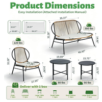 Ensemble de conversation en rotin PE résistant aux intempéries, canapé et chaises en osier avec table basse pour jardin, patio, bord de piscine