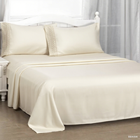 Parure de lit de luxe en microfibre tissée brodée unie, respirante et personnalisable – Ultra douce, anti-plis et anti-décoloration, 4 pièces, taille King