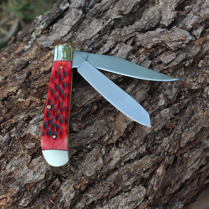 High Quality Red OX <strong>Bone</strong> <strong>Handle</strong> EDC <strong>Knives</strong> Small Folding 420 Double Blade Survival Outdoor Camping Survival Pocket <strong>Knife</strong> - Product Image 4