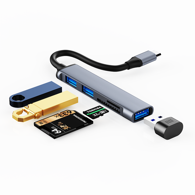 USB C Hub 5 Ports USB Hub Station With Card Reader 5 in 1 USB-C Hub Adapter