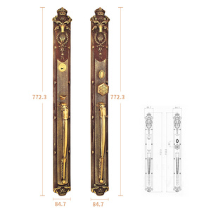 Fuxianglai Vintage Villa porta serratura impermeabile in rame esterno in rame porta maniglia cilindri per stile classico - Product Image 4