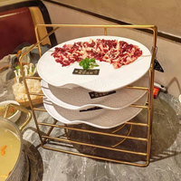 Plato de Melamina Ecológico para Servir Rollos de Cordero y Res, Nuevo Diseño, Plato Plano con Grabado Europeo, para Bodas, Fiestas, Hot Pot, Libre de BPA