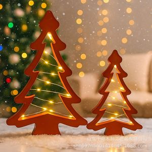 Wooden Christmas Tree Ornament With <b>Lights</b> Rustic Style Tabletop Decoration - Product Image 2