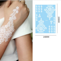 Kit de tatouage au henné écologique blanc, main, corps, pieds, dentelle, pâte, tatouages temporaires, autocollants, femmes, mariage, fête, festival