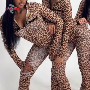 Felpa con Zip e Pantaloni <span class=keywords><strong>a</strong></span> Zampa Leopardati, <span class=keywords><strong>Abbigliamento</strong></span> Casual Personalizzato per Donna, Tuta da Ginnastica con Stampa Ghepardo, Set Sportivo Due Pezzi - Product Image 4