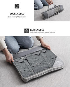 Kit de sacs à bagages de voyage modernes et imperméables avec cubes d'emballage à glissière Organisateur de vêtements Style de lettre ou de motif imprimé personnalisé - Product Image 4