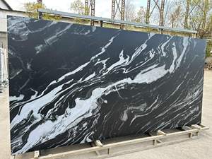 Gran oferta, losa de <span class=keywords><strong>piedra</strong></span> sinterizada de 1600*3200*12MM con aspecto de mármol Natural de tamaño Ultra mate negro para sala de estar - Product Image 5