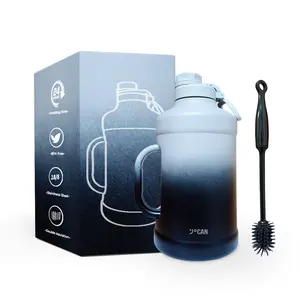 2L polvere rivestita idro bottiglia per eventi all'aperto bottiglia di acqua eco-friendly satinato Tumbler con manico