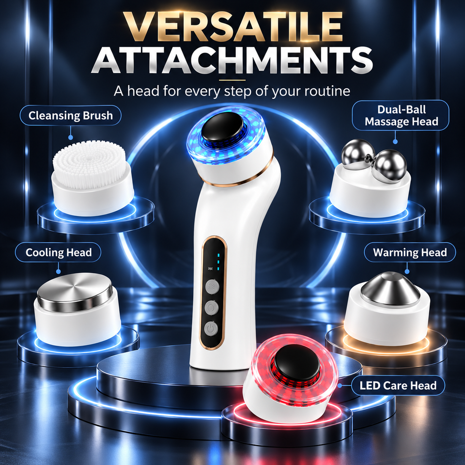 Usb Led Ball Facial Massager Warm Cool LED Light Cleansing Brush Dual Ball Massage ...
