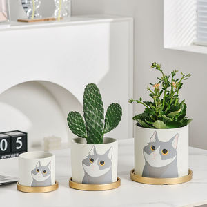 Vente chaude maison jardin décoration moderne motif animal succulent pot <span class=keywords><strong>terre</strong></span> <span class=keywords><strong>cuite</strong></span> céramique jardinière <span class=keywords><strong>pots</strong></span> de fleurs <span class=keywords><strong>avec</strong></span> plateau - Product Image 2