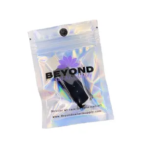 Özel logo gökkuşağı renkleri koku geçirmez kilitli hologram plastik alüminyum folyo ambalaj lazer fermuarlı mylar şeffaf holografik çanta