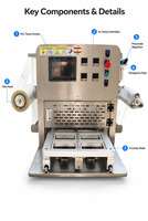 Voedseltray-sealmachine, pneumatische warmte-sealer, roestvrij staal, touchscreen, voor afhaalmaaltijden, lunchboxen en verpakkingen van kant-en-klare maaltijden