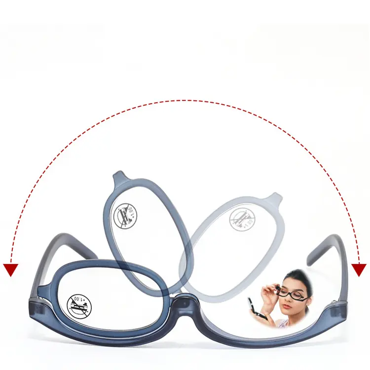Reading Glasses Eye MakeUp Rotatable Cosmetic Eyeglasses for Women Magnifying Rotating Readers Flip Lens visual impairment