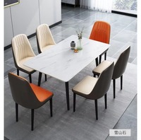 Meubles de salle à manger de luxe durables, table en pierre et 4 chaises confortables