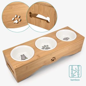 Chất Lượng Cao Bằng Gỗ Pet Trung Chuyển Thực Phẩm Lưu Trữ Tre Mèo Thực Phẩm Con Chó Bát Đứng Gỗ Con Chó Mèo Vật Nuôi Trung Chuyển Tre Pet Trung Chuyển Với Chân - Product Image 4