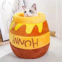 PiCiPaw-Lit pour chat mignon, en forme de pot de miel, lit chaud en peluche pour chat, automne hiver
