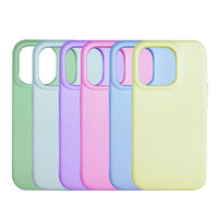 Étui de téléphone en cuir PU texture litchi pastel pour iPhone 18/17/16/15 Pro Max avec protection de caméra surélevée et anti-chute