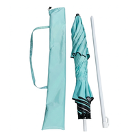 Parasol de plage portable cyan à double toit inclinable, réglable en hauteur, avec protection UV