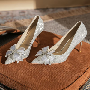 New High Quality Factory Wholesale Women's Stiletto Heels Pointy Bridal <b>Crystal</b> Wedding Shoes Cushioning High <b>Top</b> Summer - Product Image 3