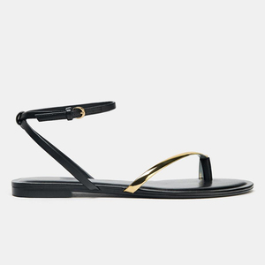 Mùa hè phong cách mới Dây đeo phía sau dây đeo vàng mỏng tiếp xúc với ngón chân gót thấp Vòng ngón chân của phụ nữ xương cá Clip Toe dép - Product Image 6