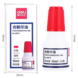 Encre photosensible Deli 10ml Rouge pour tampon encreur de bureau - Product Image 1
