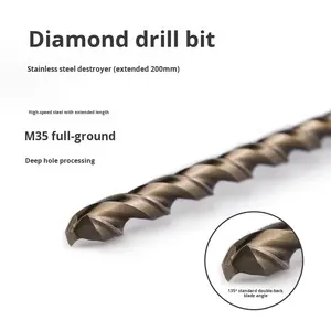 Broca Parabólica de Aço Inoxidável com 200mm de Comprimento e Alta Concentração de Cobalto para Furos Profundos - Product Image 1