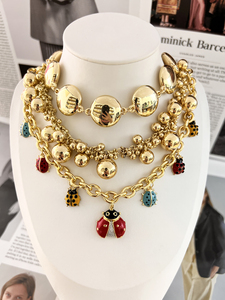 <span class=keywords><strong>Collana</strong></span> a catena placcata in oro Hip-hop <span class=keywords><strong>con</strong></span> ciondolo a forma di <span class=keywords><strong>coccinella</strong></span> a forma di <span class=keywords><strong>coccinella</strong></span> a superficie liscia tessuto alla moda <span class=keywords><strong>con</strong></span> motivo a cuore per gioielli di moda per - Product Image 3