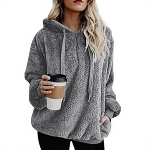 Sweat à capuche en polaire sherpa pour femme, pull chaud en peluche, sweat-shirt d'hiver doux et moelleux pour femme - Product Image 1