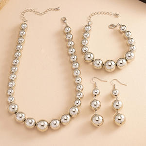 Tendance rétro luxe mode tempérament collier bracelet boucles d'oreilles dames ensemble - Product Image 3