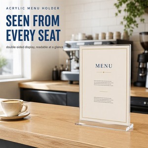 Espositore da banco verticale bifacciale <span class=keywords><strong>in</strong></span> acrilico trasparente Wenzhou Mingyi 8.5x11, supporto da tavolo, all'ingrosso, OEM, ODM - Product Image 1