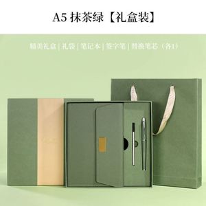 Wholesale Premium Business Green Soft Leather A5 Blank <b>Journal</b> Promotion Gift Set Custom Notebook Pen Set Travel Diary for Men - Product Image 2