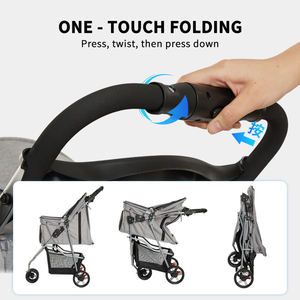 Venda quente Dobrável Pet Stroller Cinza 3 Rodas Pet Passeando Carrinho com Cesta De Armazenamento e Copo Titular - Product Image 5