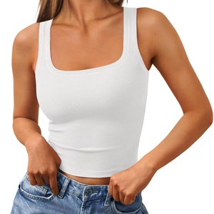 Wholesale Women's Summer Athletic Square Neck Cropped Ribbed Tank Tops Sleeveless Workout <b>Camisole</b> for Gym & Yoga - Product Image 1