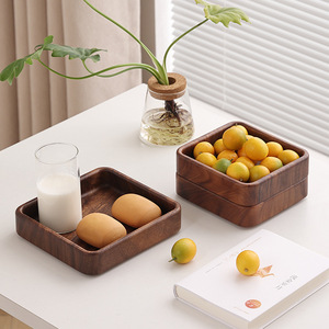 Japanese Style Walnut Wood Square <b>Tray</b> Solid Wood Dried Fruit Dish Household <b>Snack</b> <b>Tray</b> Creative Storage Serving <b>Trays</b> - Product Image 4