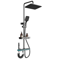 Ensemble de douche haute pression à affichage numérique avec mitigeur thermostatique, 4 modes, pommeau de douche pluie et douchette à main, finition gunmetal, robinet de salle de bain, vente en gros