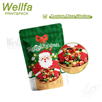 Sachets Doypack Personnalisés pour Bonbons et Snacks, Sacs en Plastique Festifs Joyeux Noël avec Fenêtre Transparente et Fermeture Éclair Refermable, Pochette Autoportante