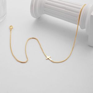 18K 금도금 스테인리스 스틸 십자가 여성용 주얼리 목걸이 패션 쇄골 체인 십자가 변색 방지 목걸이 - Product Image 2
