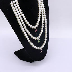 Hợp Thời Trang 1908 Ưa Thích Cô Gái Trang Sức Tuyên Bố 3 Sợi Chuỗi Ngọc Trai Thiết Kế Hy Lạp <span class=keywords><strong>Alpha</strong></span> Màu Hồng Màu Xanh Lá Cây Biểu Tượng Biểu Tượng Ivy Soror Phụ Nữ Vòng Cổ - Product Image 4