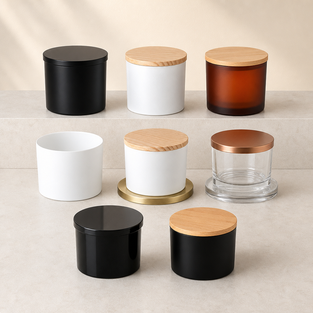Wholesale Luxury Matte White Frosted Glass 3 Wick Candle Jars Natural Wooden Lids 14oz 16oz Empty Aroma Candle Vessels Christmas