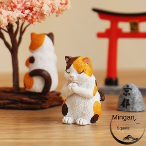 Cachorro gato estilo japonés escritorio decoración sala de estar zorro resina ecológica hecha a mano Animal estatuilla - Product Image 3