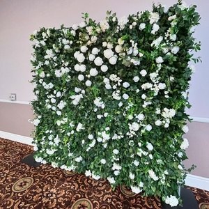 Kit de photomaton avec panneau décoratif en tissu à fleurs en rouleau, motif floral artificiel (gypsophile et roses), décor tropical imitation bordeaux, rose et rouge, pour toile de fond murale - Product Image 4