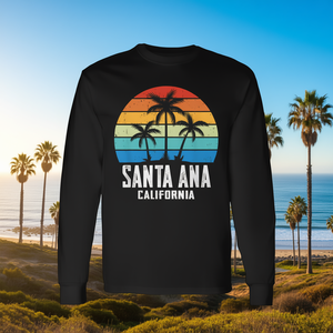Camiseta de manga larga de Santa Ana, California, diseño vintage de palmeras - Product Image 3