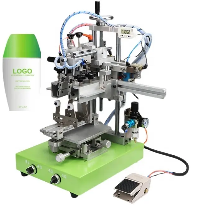 Mesin Sablon Sutra Silinder Otomatis untuk Tabung Kosmetik Bundar Botol Sampo Parfum Kaca Hdpe Logo Gelas Plastik