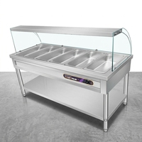 Table de maintien au chaud électrique commerciale XY pour buffet, 6 compartiments, en acier inoxydable, température réglable, équipement de restauration