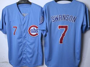 Hızlı Kuruyan Gönderime Hazır # 27 Suzuki # 7 Swanson İşlemeli Cubs Beyzbol Forması - Product Image 5