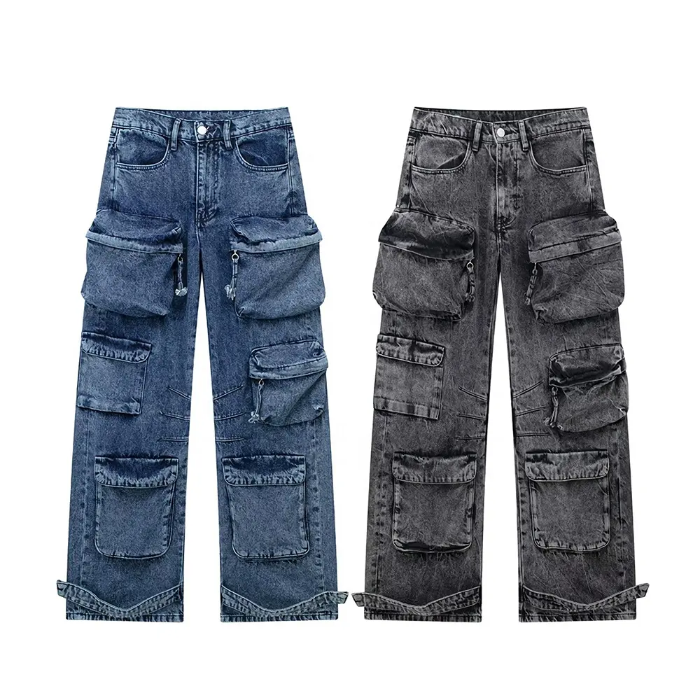 Gdtex Odm Oem Jeans Fabrikant Vrouwen Cargo Broek Met Zijzakken Cargo Jeans Vrouwen